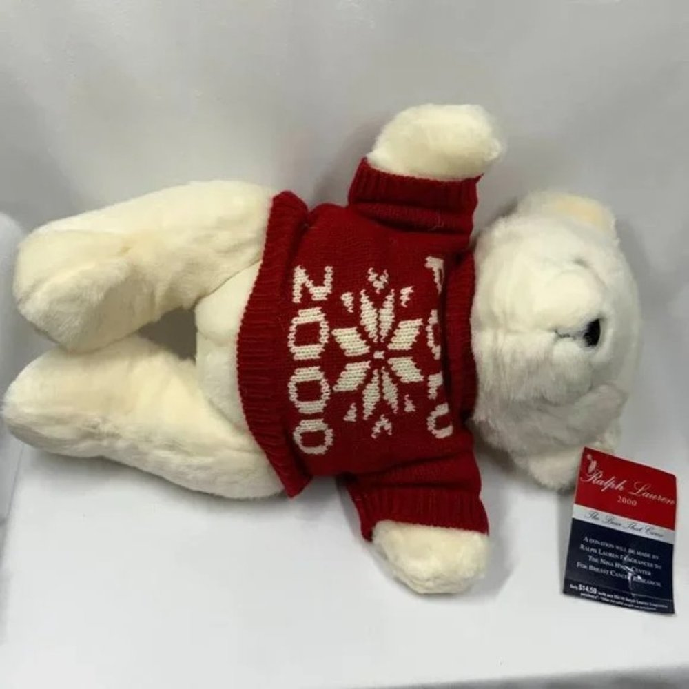 Ralph Lauren Polo White‎ Teddy Bear Plush Red Sweater 1999 2000 NIP Jointed - Picture 6 of 13